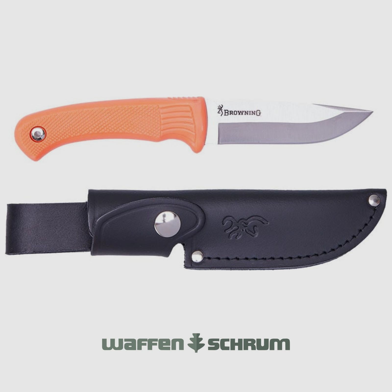 Browning Pro Hunter Fixed Rubber Fluo with leather sheath - Blade length: 10cm