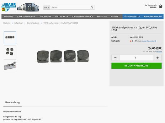 Orig. Laufgewicht für Steyr EVO10, EVO10E, LP10, LP10E, LP50