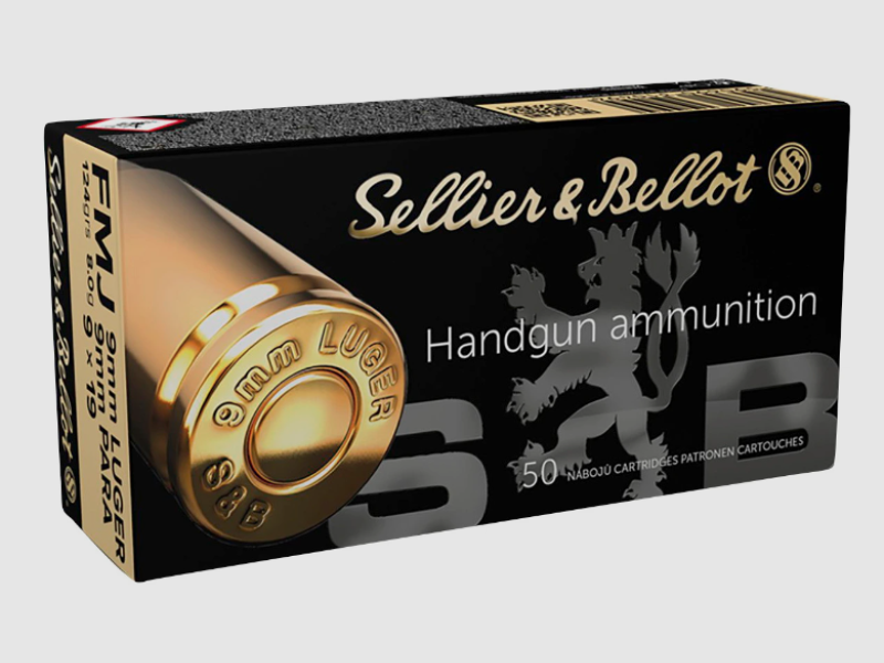 S & B 9 mm Luger Full Metal Jacket 8,0g/124grs. - 50 cartouches