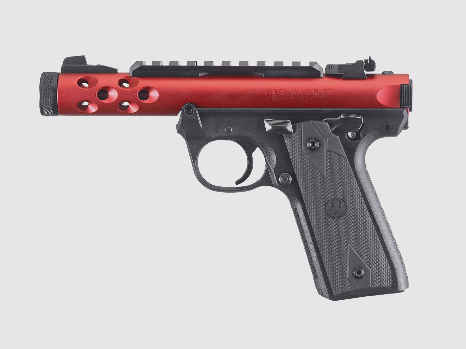 Ruger Mark IV 22/45 Lite .22 LR, 4.40" 1/2"x28, Picatinny, adjustable rear sight, Red Anodized