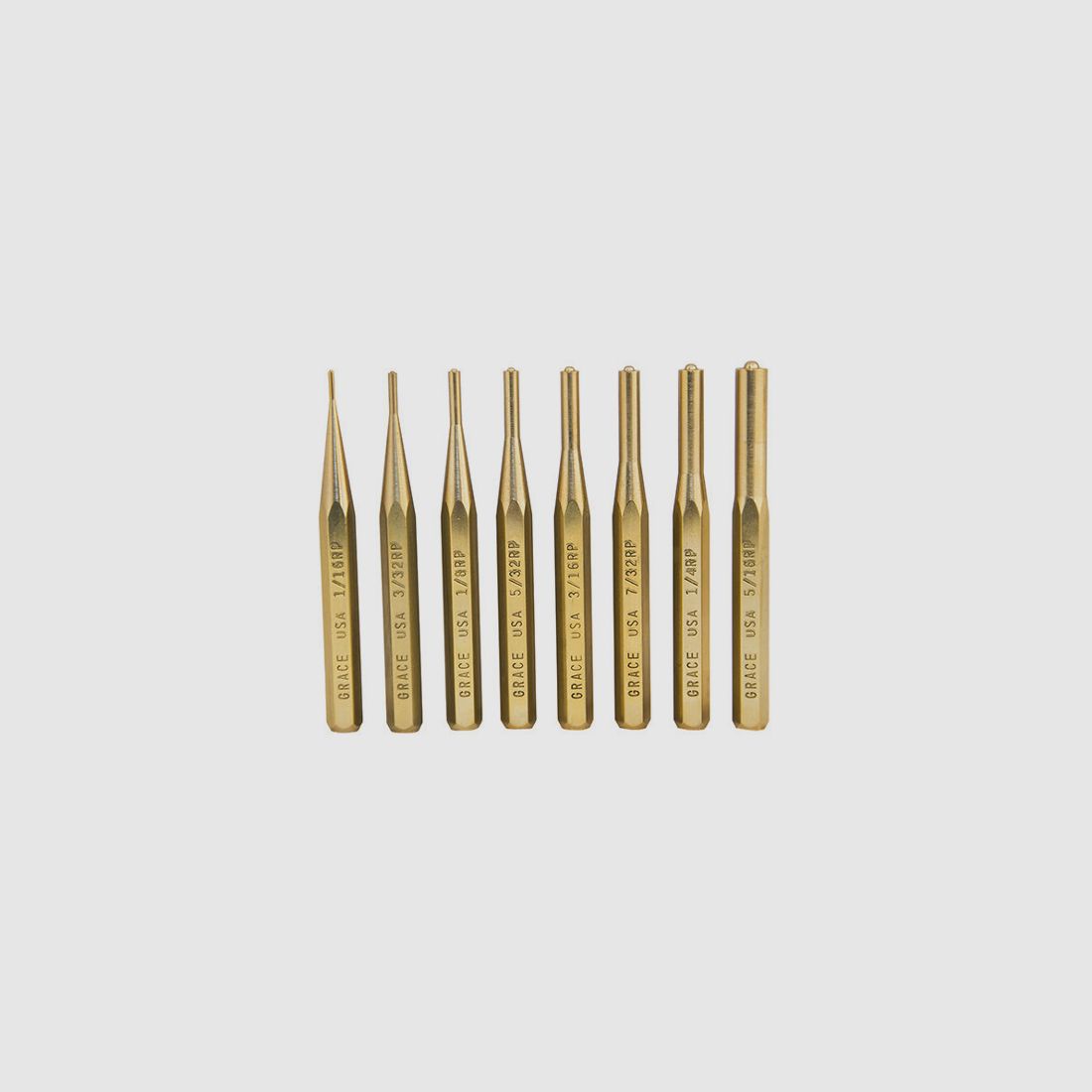 Set van 8 messing doorsteken