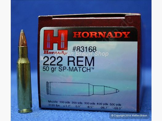 Hornady .222 remington SP 50 grains #83168 50 pièces