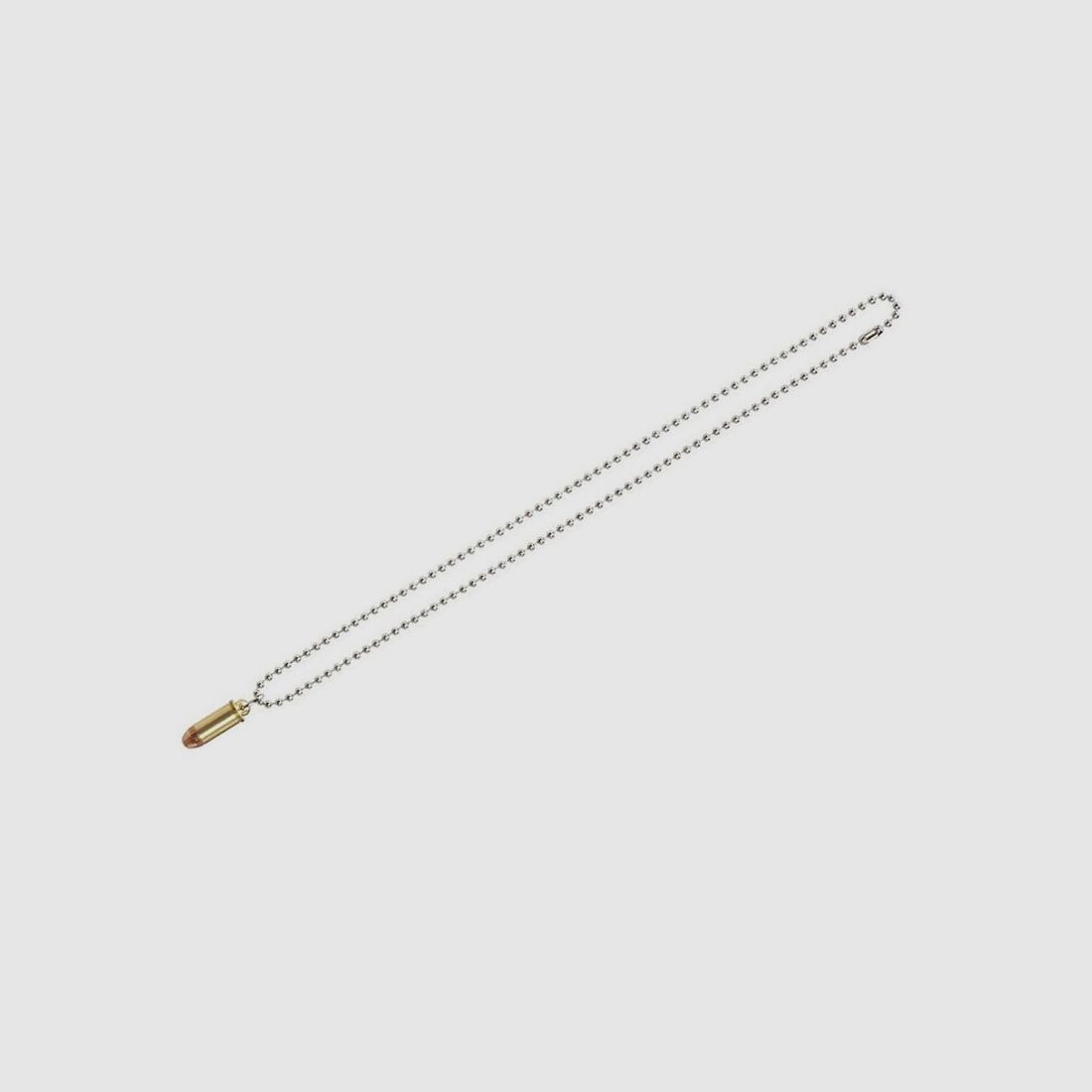 Geschenkartikel, Halskette, Kugelkette, silbern mit messingf. Patrone, LĂ¤nge der Patone 30 mm