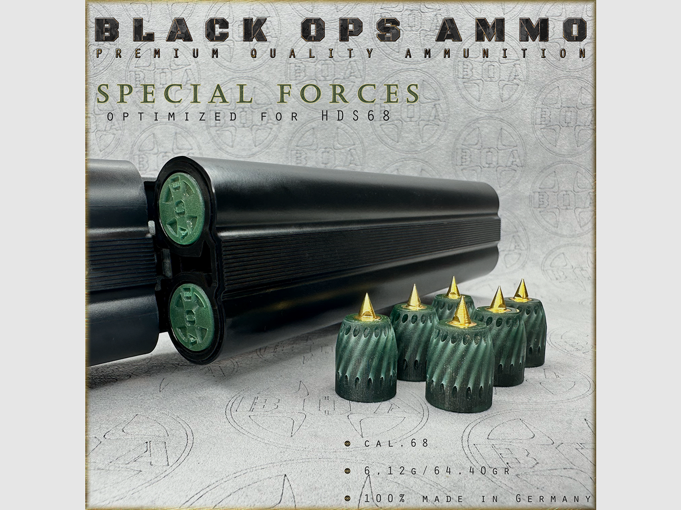 8x Forces Spéciales BLACK OPS MUNITIONS Pistolet à air TS HDS 68 Cal.68 Munition HDS68 TS68, image 1 sur 3