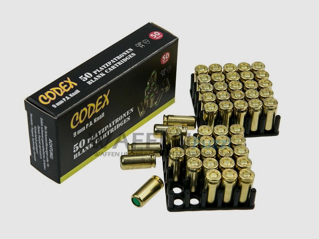 Codex cartuchos de fogueo 9 mm PAK para pistola 50 disparos