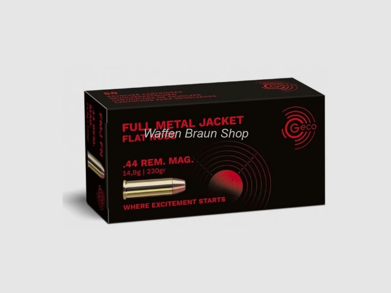 Geco .44 Magnum Vollmantel Flachkopf 14,9g 50 STK