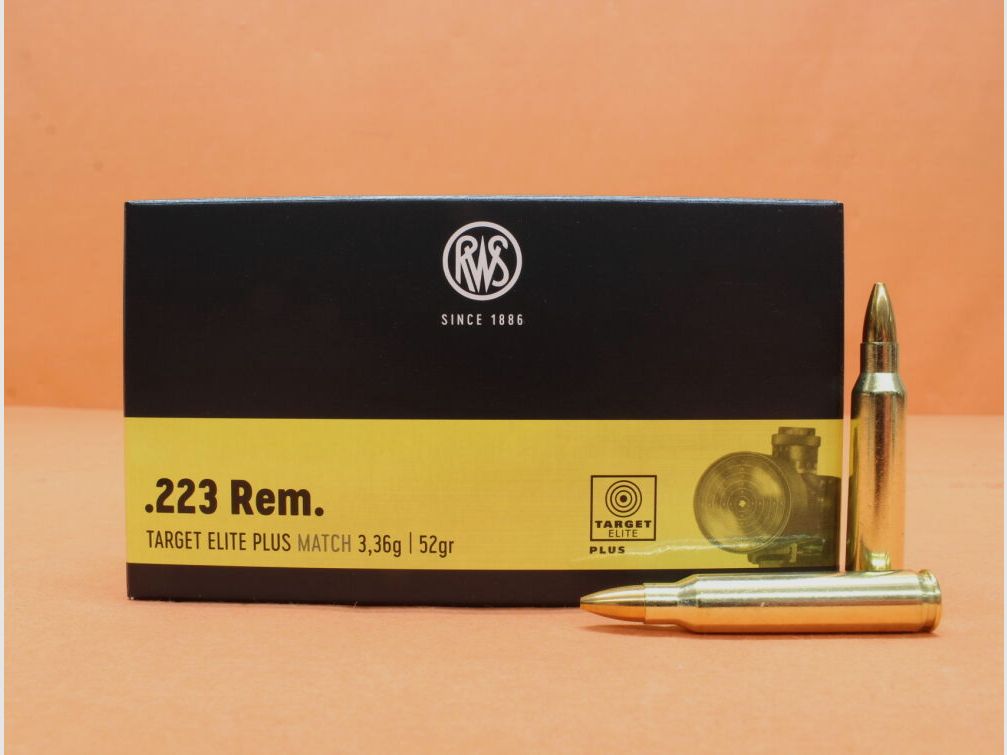 RWS Patrone .223Rem RWS 52grs HPBT (2411633) VE 20 Patronen (Target Elite Plus)/ 3,37g Hohlspitz-Match, Bild 1 von 2