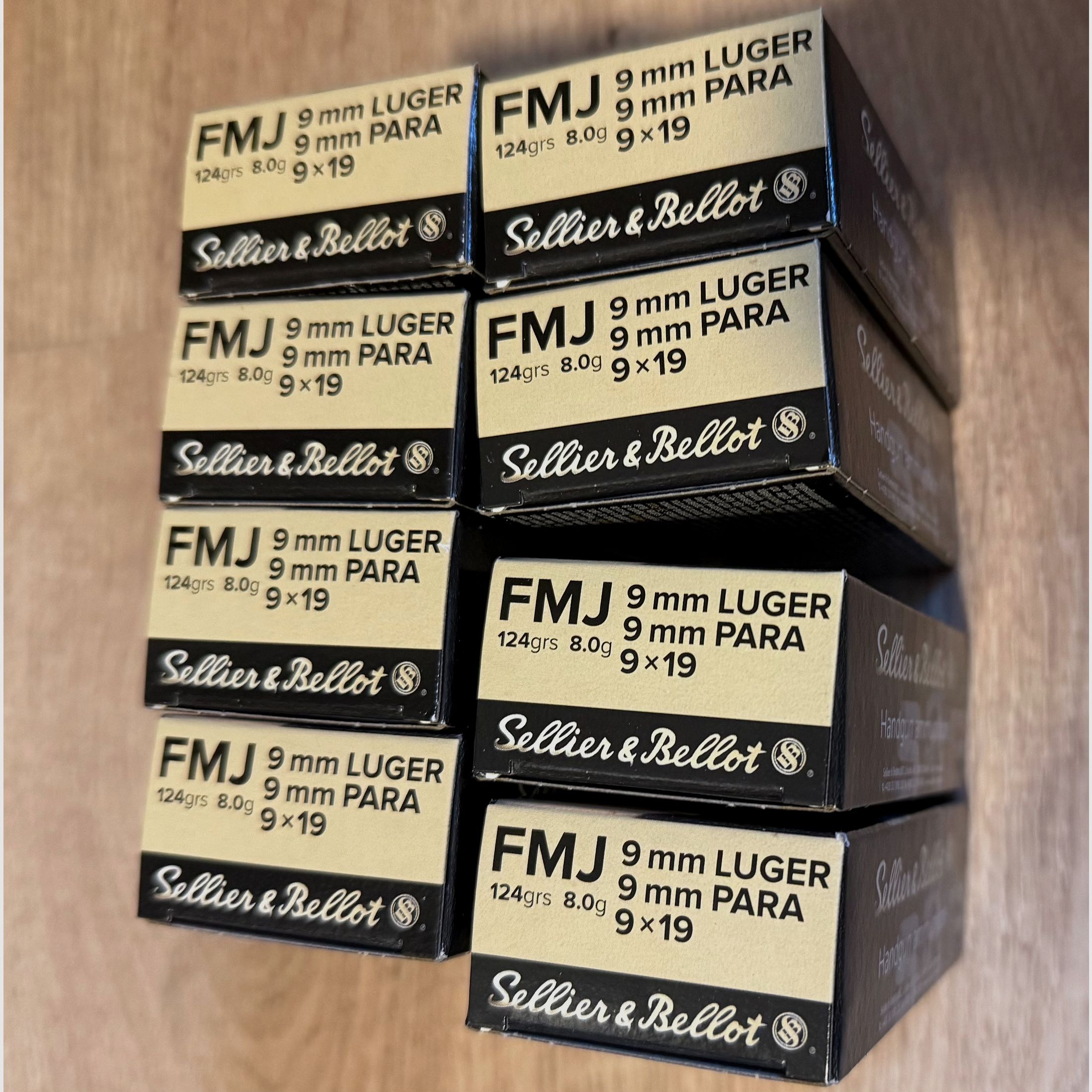 Sellier & Bellot 9 mm Luger FMJ – 124 grs (8,0 g) – OVP *Solo ritiro*