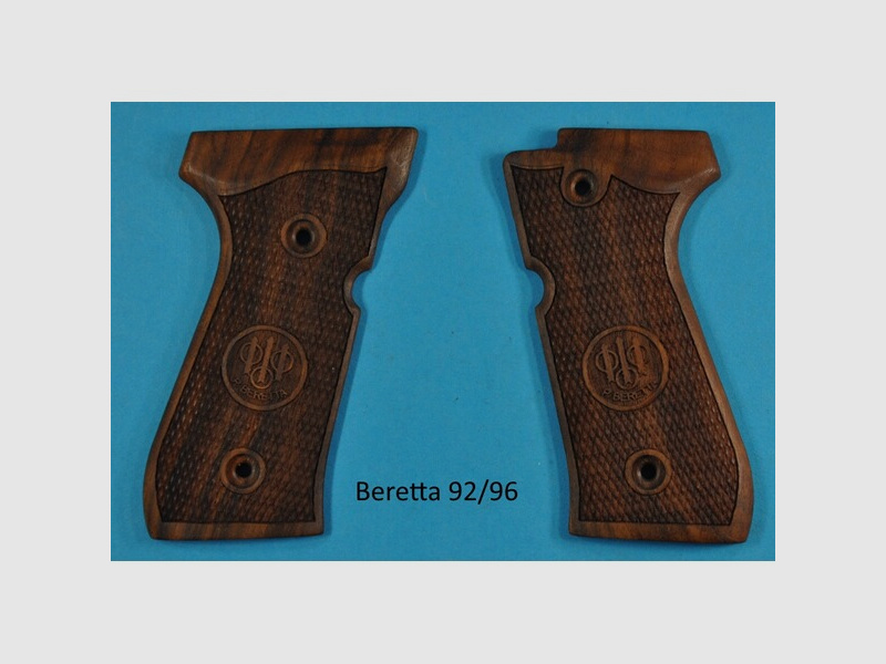 Luxus-Nussbaum-Griffschalen für Pistole Beretta 92 mit Logo