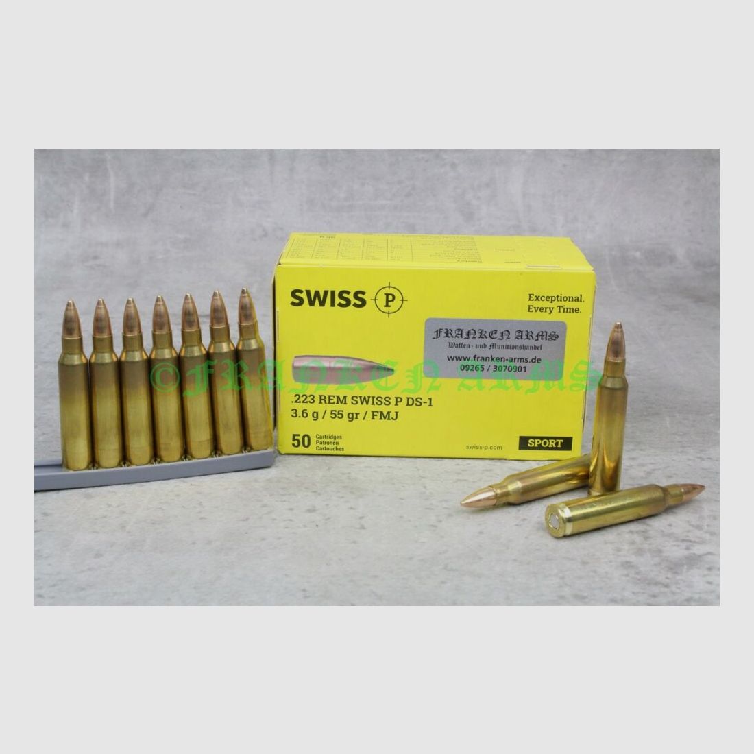 Swiss P .223 Rem. DS-1 FMJ 55gr. 3,6g 50 Stück Staffelpreise