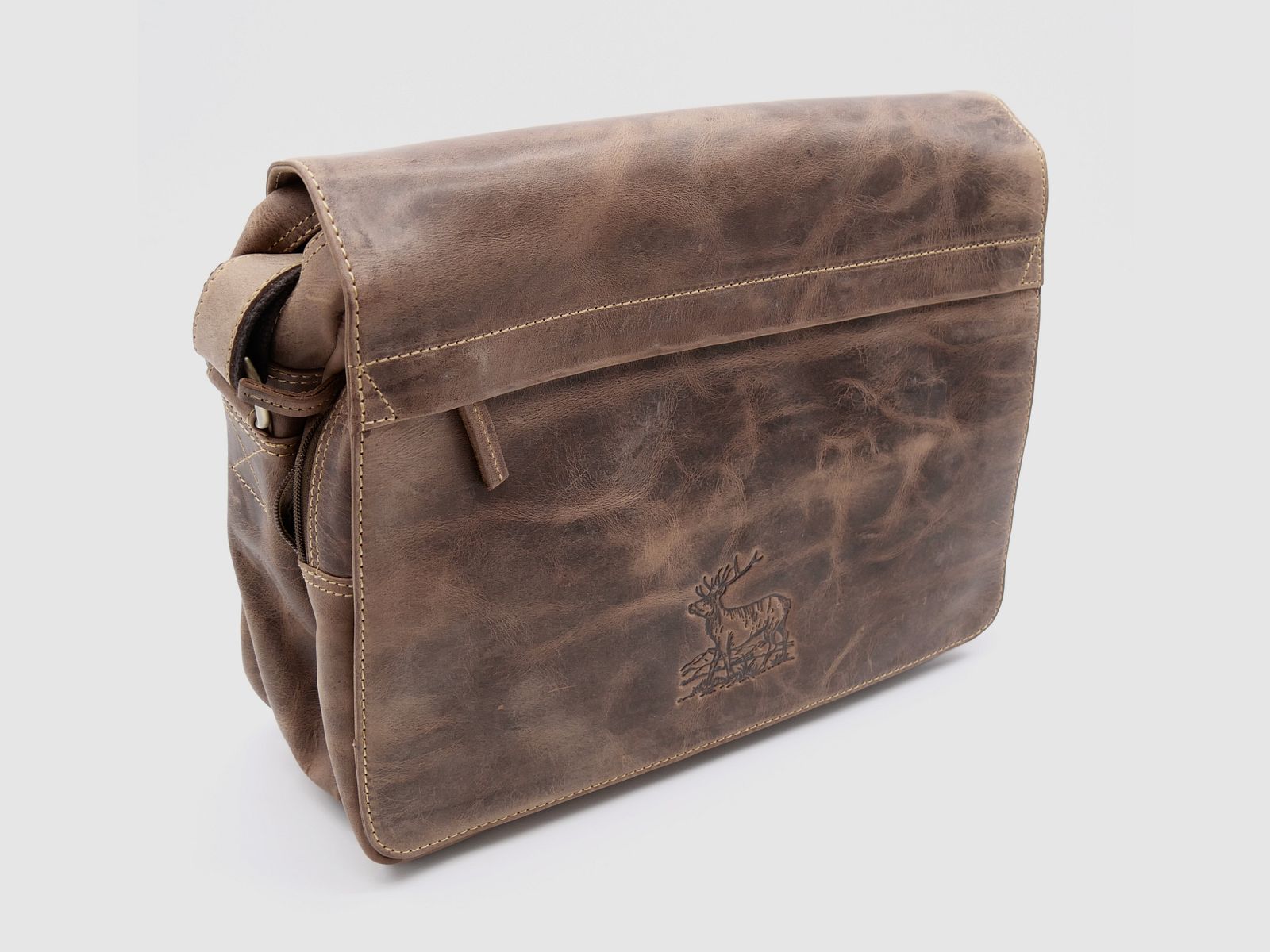 Greenburry Leder Umhängetasche Hirschprägung braun 1766-STAG3-25