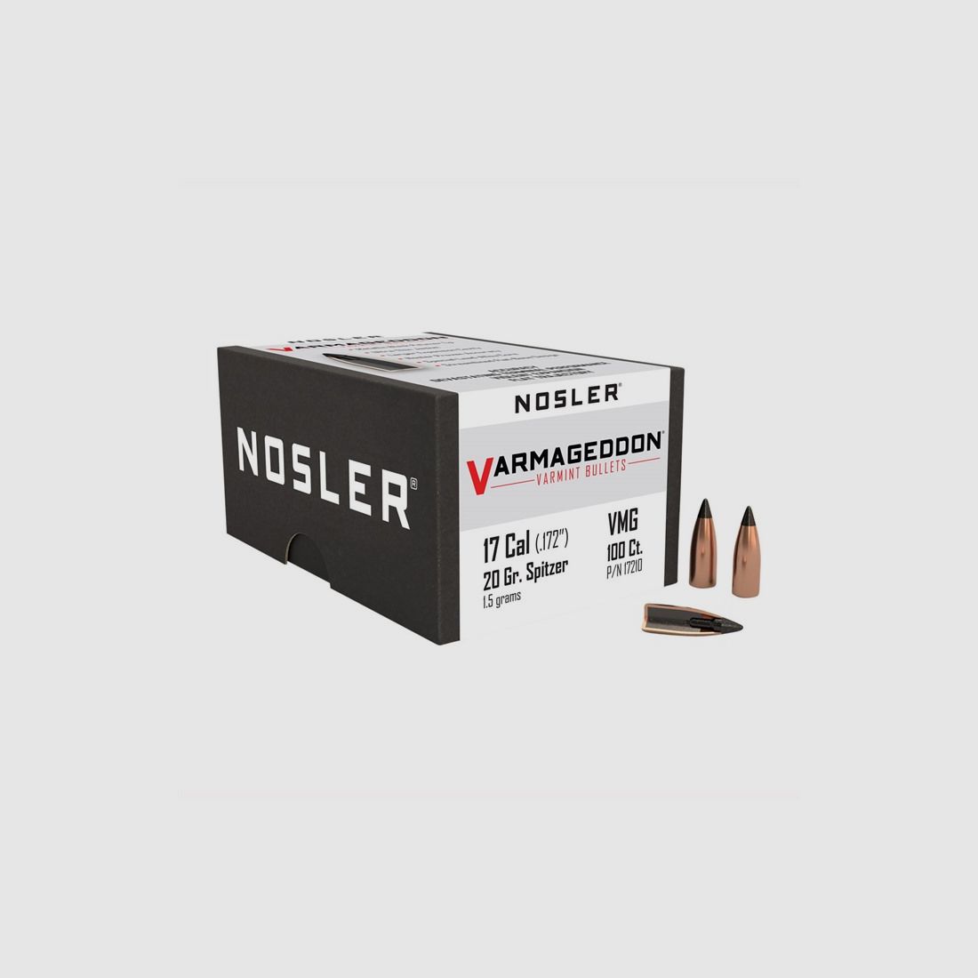NOSLER 17 KALIBER (0,172″) 20GR FLACHBODEN GESCHOSS 100/BOX, Bild 2 von 2