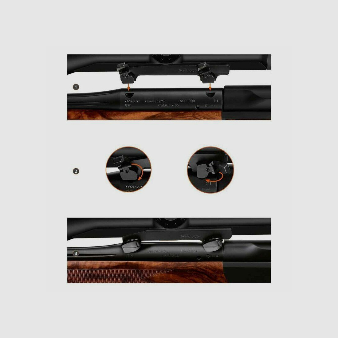 Blaser Sattelmontagen - hohe Ausführung für Swarovski-Innenschiene