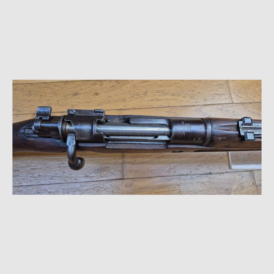 Piękna karabina Kar 98 « AZ » – Broń kawalerii i oddziałów szturmowych w 14-18 – Oryginalny kaliber 7,92×57 IS – Produkcja Erfurt 1917 – Bardzo ładne drewno – Dobre metalowe elementy – Piękny luf – BE+/TBE, zdjęcie 21 z 38