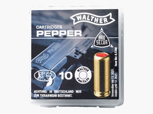 Cartucce Pfeffer Walther calibro 9 mm P.A.K. - 10 colpi