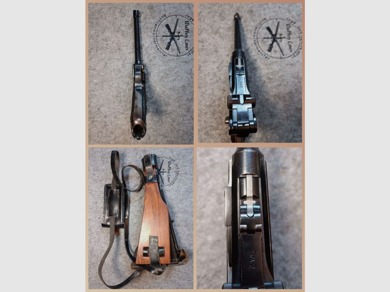 Mauser S/42 Luger P.08 1918 lange loop + repro holster kolf