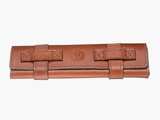 Custodia a rotolo in pelle marrone per rasoi o coltelli tascabili sottili