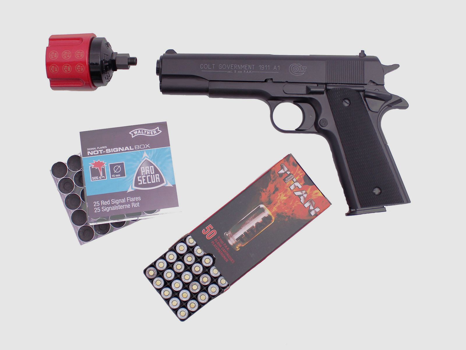 Colt Schreckschuss Pistole Government 1911 A1 schwarz Silverster spezial