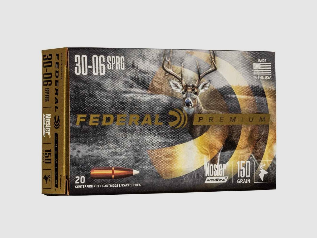 .30-06 Spr. Premium Nosler Accubond 9.7g/150grs. Federal Ammunition