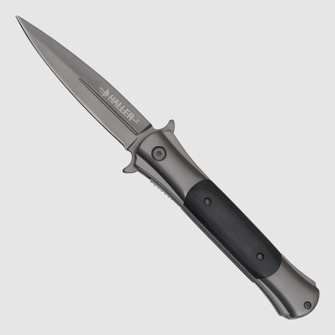 Stiletto Taschenmesser Titan Ebenholz einseitig geschliffen mit Fliper