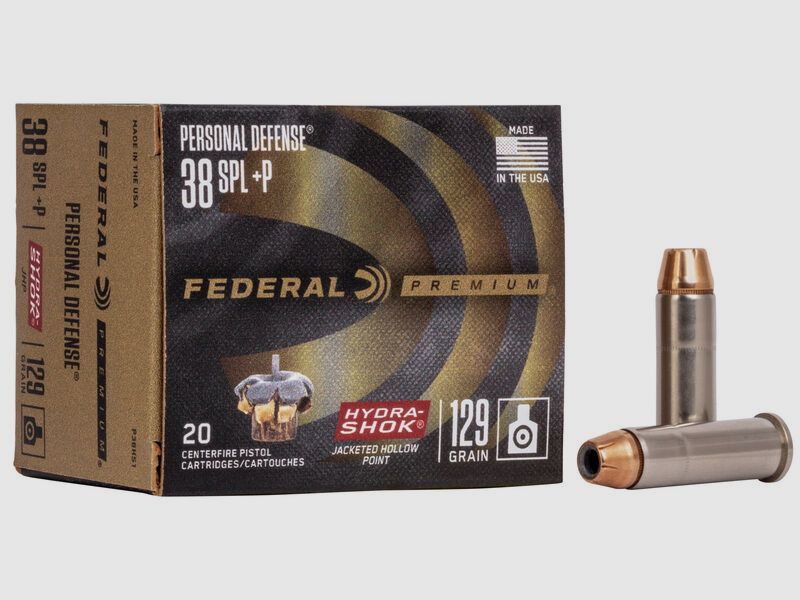 Federal Premium Personal Defense Hydra-Shok .38 Special 129GR JHP 20 cartouches