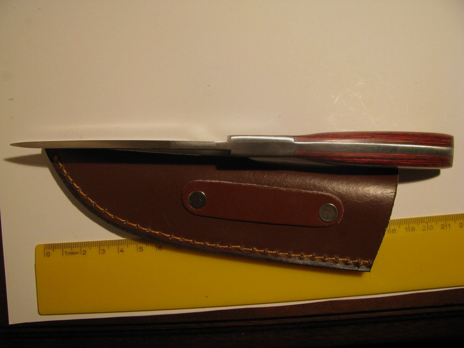 Haushaltsmesser, Campingmesser, Jagdmesser usw., rötlicher Holzgriff, Lederhülle