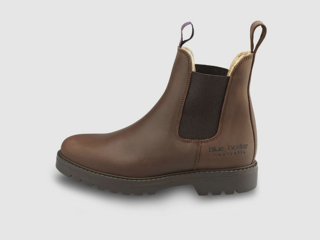 Blue Heeler Chelsea Boots Jackaroo mit Lammfell Braun