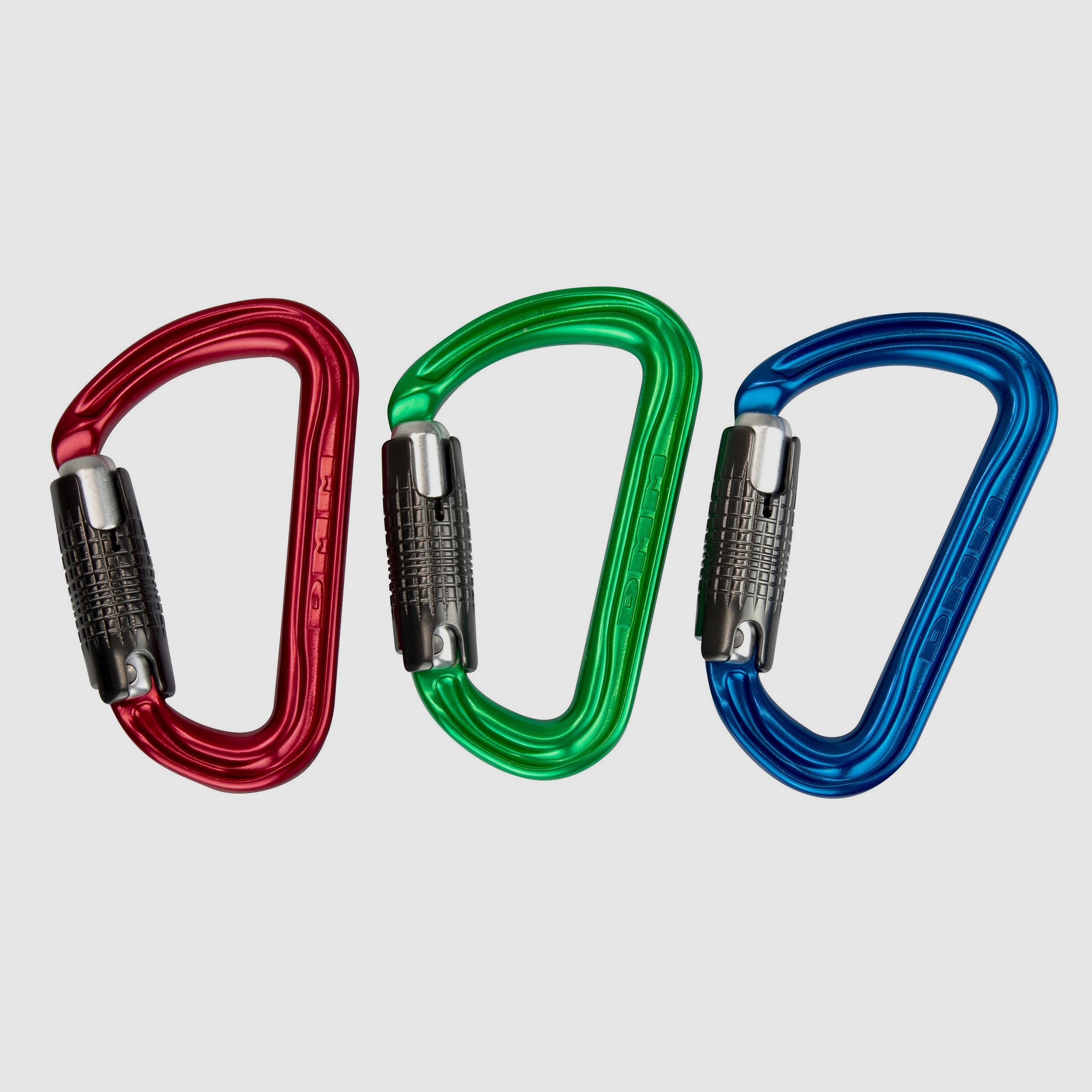 Carabiner Shadow Locksafe, aluminum, Colourpack 3 pcs, blue/red/green