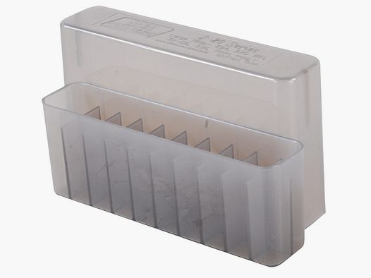 MTM cartridge box J-20-L-41 smoke clear with lid for 20 cartridges .30-06 and others.