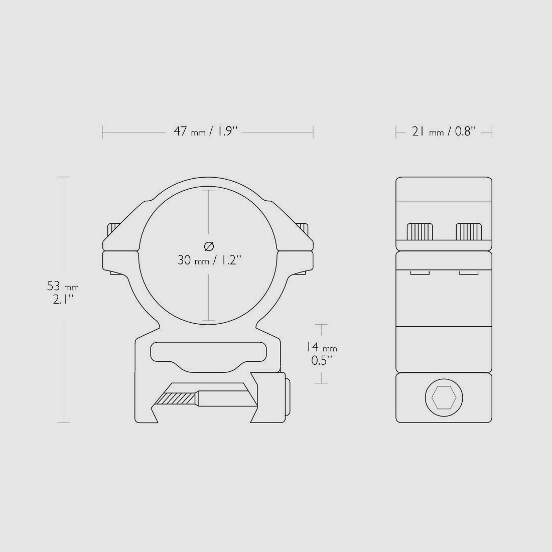 HAWKE 22117 30 mm Ringmontage Hoch für Weaver Schiene Zielfernrohr-Halterung