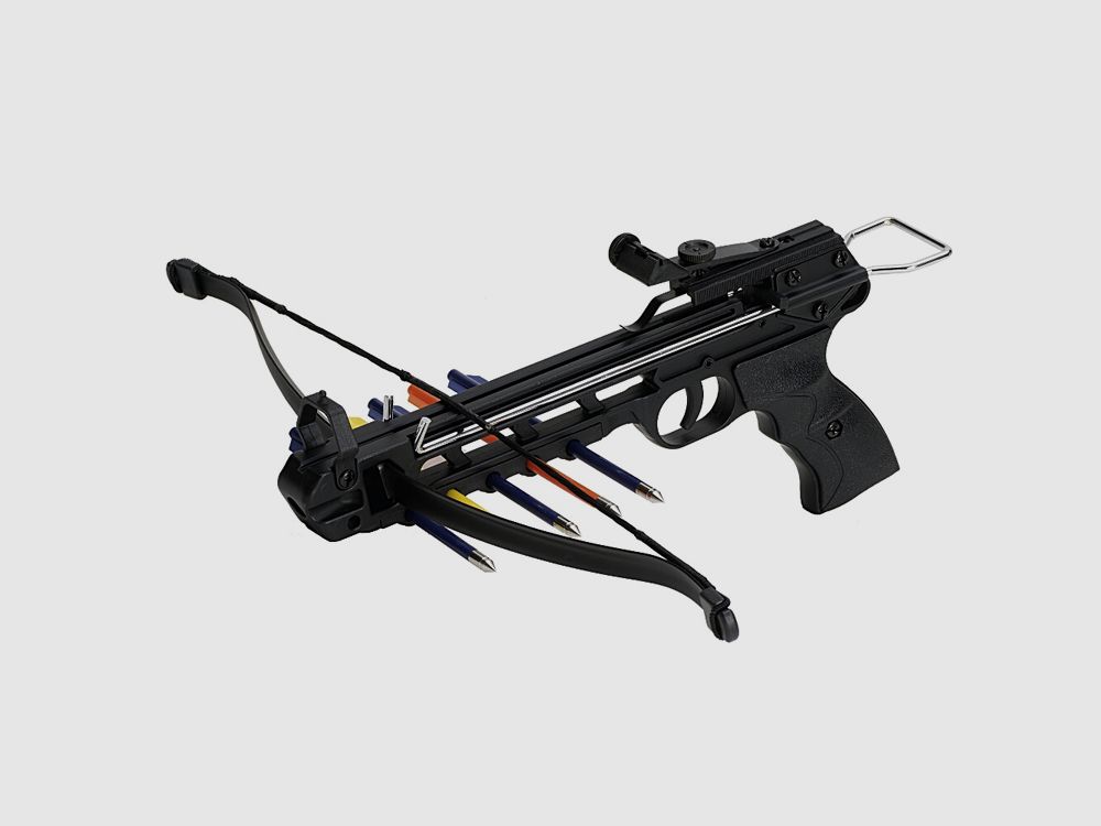 Pistola ad arbalete 50 lbs con cinque frecce in alluminio