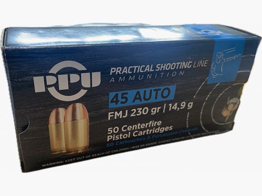 PPU SHOOTING LINE - FMJ - .45 AUTO - 230 GRS. / 14,9 G - 50 SCHUSS