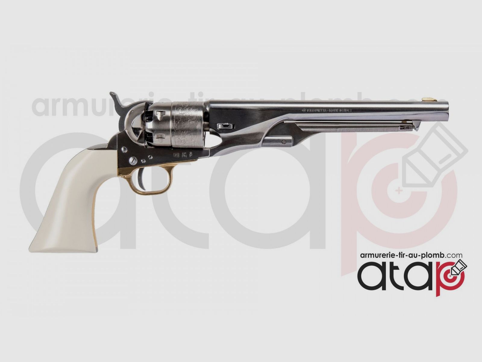 Revolver Schwarzpulver Pietta 1860 Army Old Silver Ivoirine, Bild 2 von 2