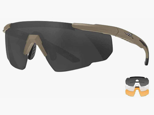 Wiley X Schießbrille Saber Advanced Set Gläser: grau, klar, helles orange, Gestell: matt tarnfarbe