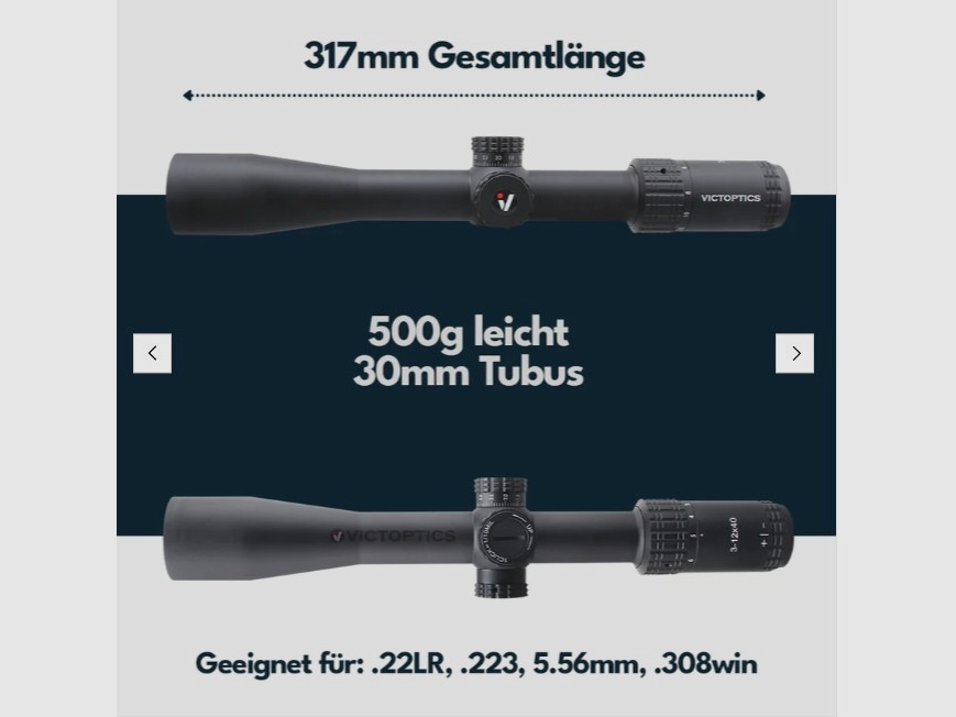 Victoptics OPSL31 S4 Zielfernrohr 3-12x40 - für 21mm Picatinny/Weaver