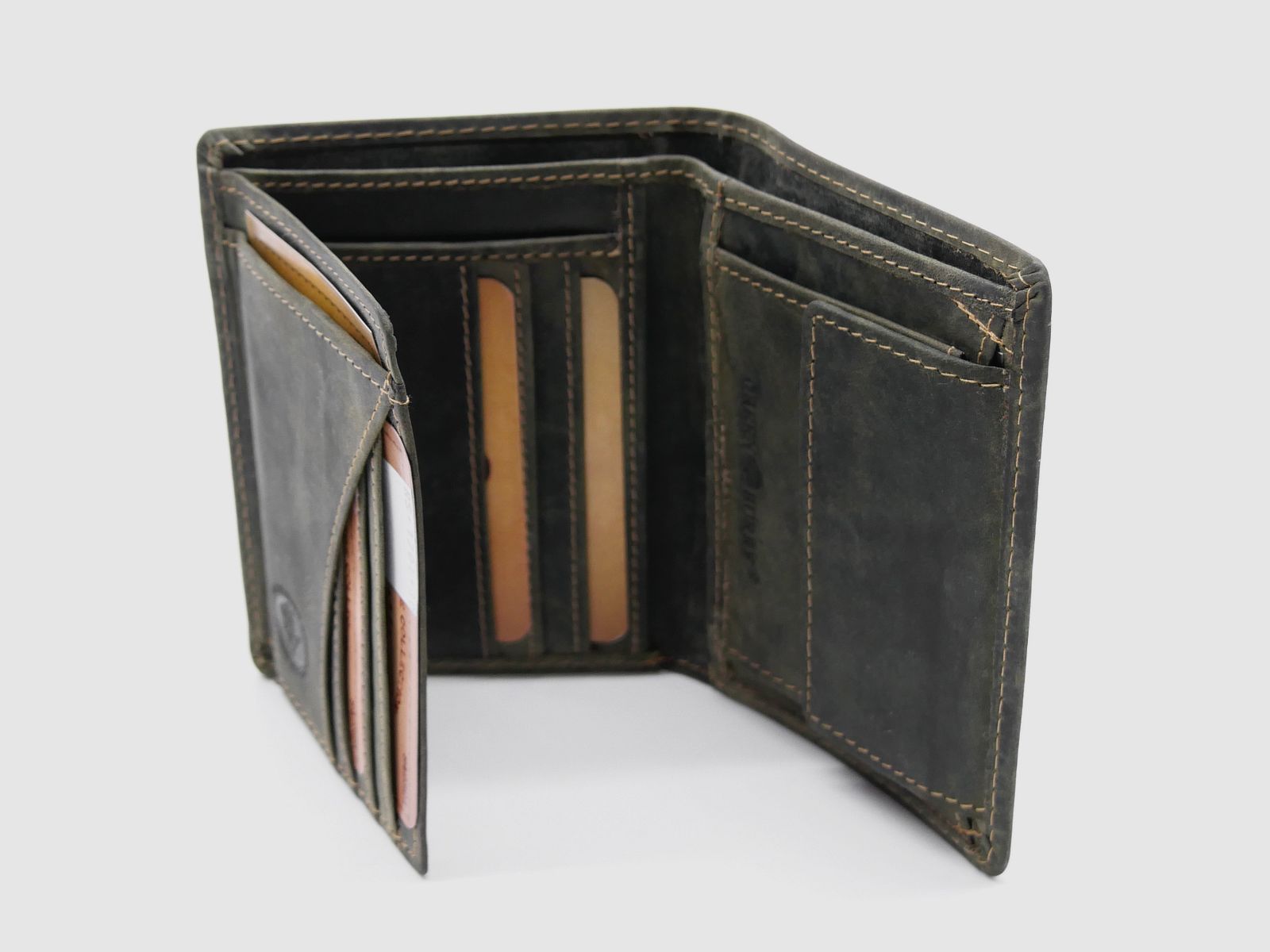 Greenburry Leder Geldbörse oliv Vintage Animal Collection Royal Stag Hirsch 1701-RS-30