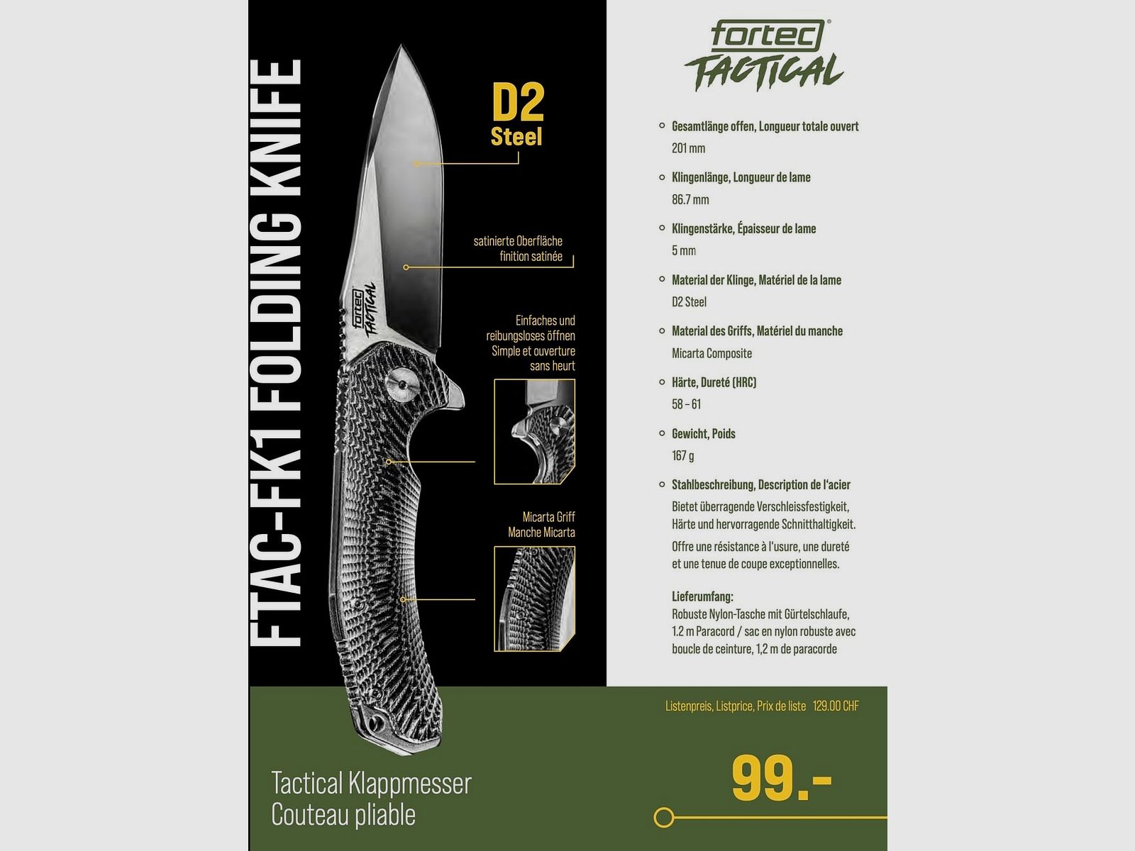 Fortec Tactical FTAC-FK1 Folding Knife, Bild 2 von 2