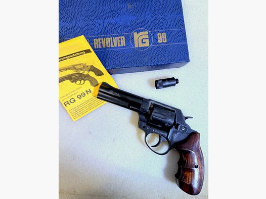 Röhm RG99 N / RG 99N revolver a salve 9 mm R.K. PTB 597 con impugnatura in legno & OVP