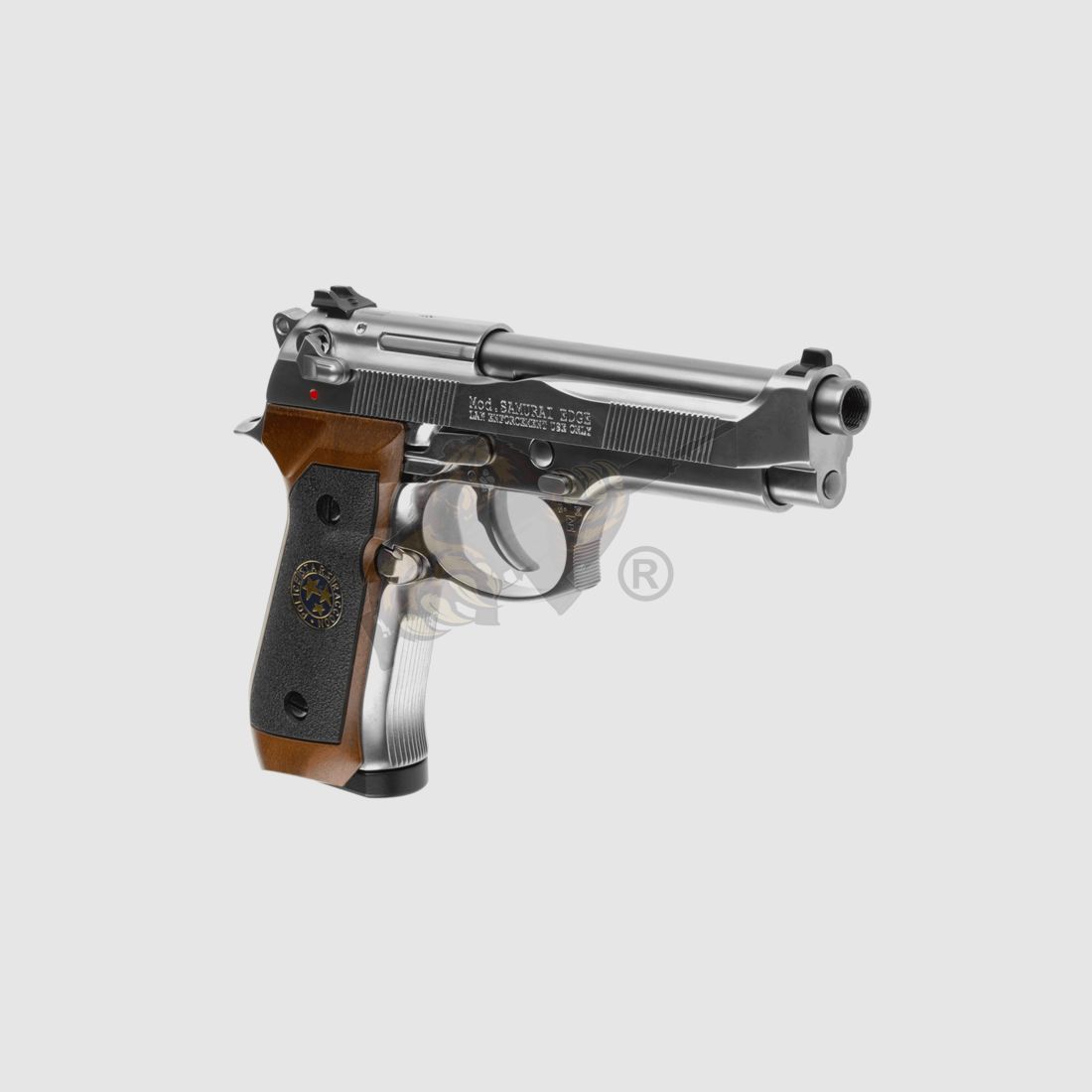 M92 Mod. Samurai Edge GBB CO2 Silver Vollmetall (Silver/Wood) Airsoft -F-