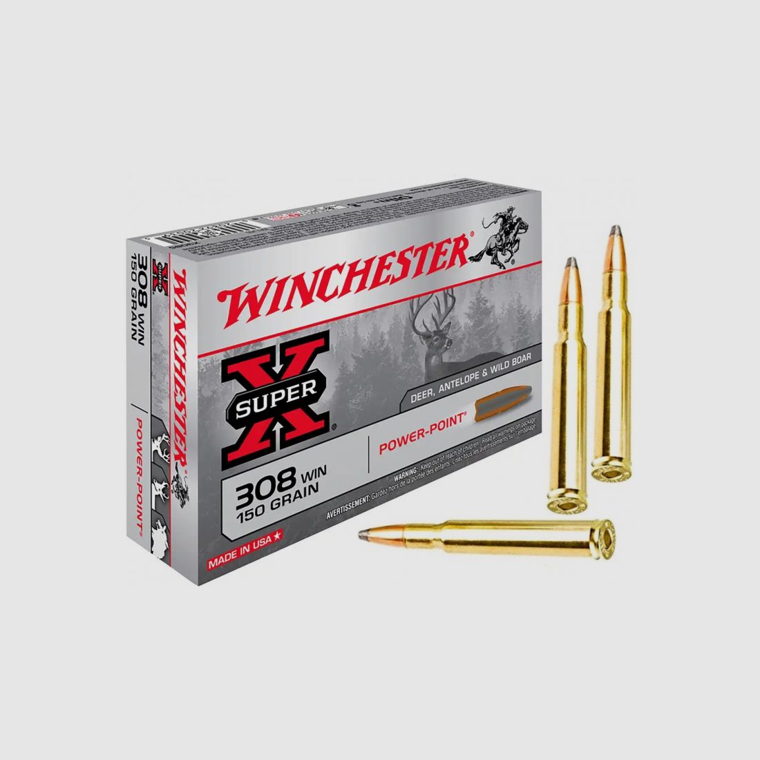 100 Stück Winchester .308 Win. Power-Point Teilmantel