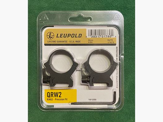 Leupold QRW2 Weaver RINGE 30mm High (H=12,18mm) mit Spannhebel, Stahl, Matt