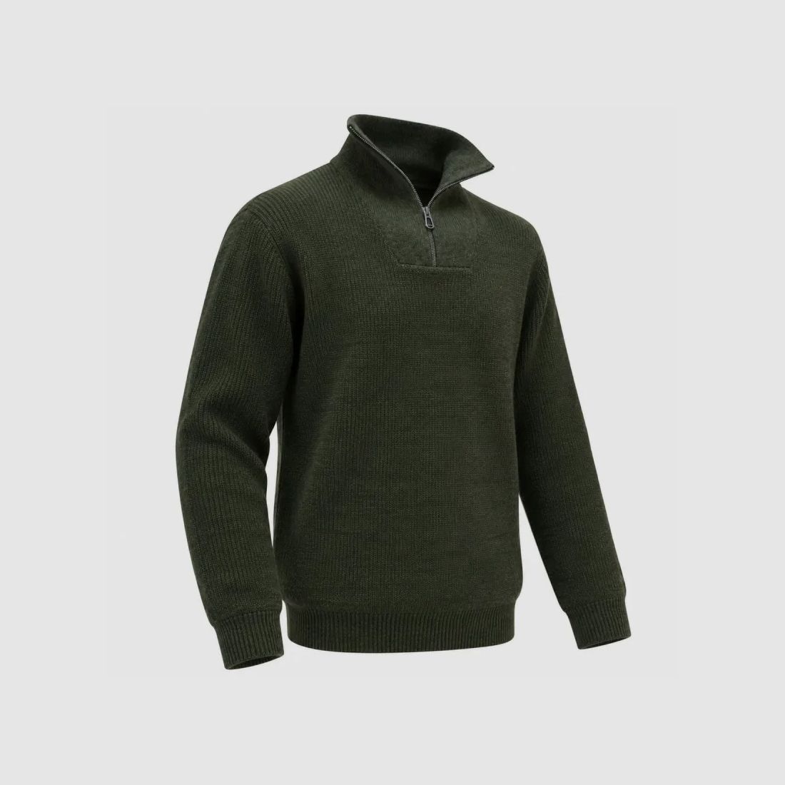 Pull camionneur homme kaki laine mélangée doublé polaire, image 3 sur 9