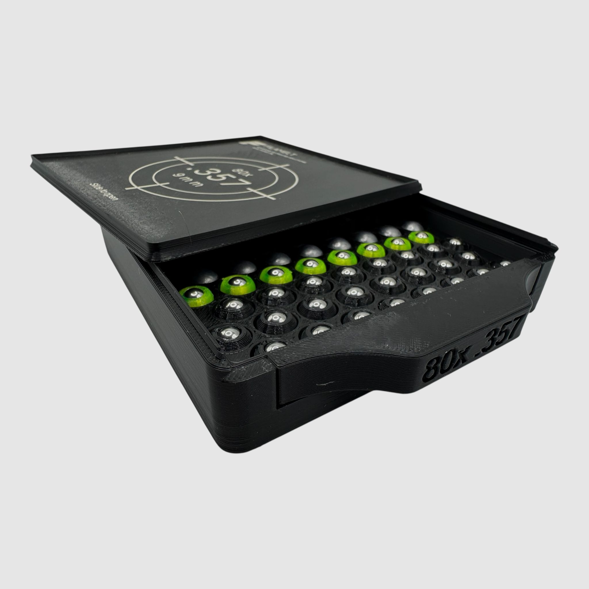 Diabolo-Box für 80x .357 / 9 mm – Praktisch, stapelbar, wiederverwendbar. Matchbox