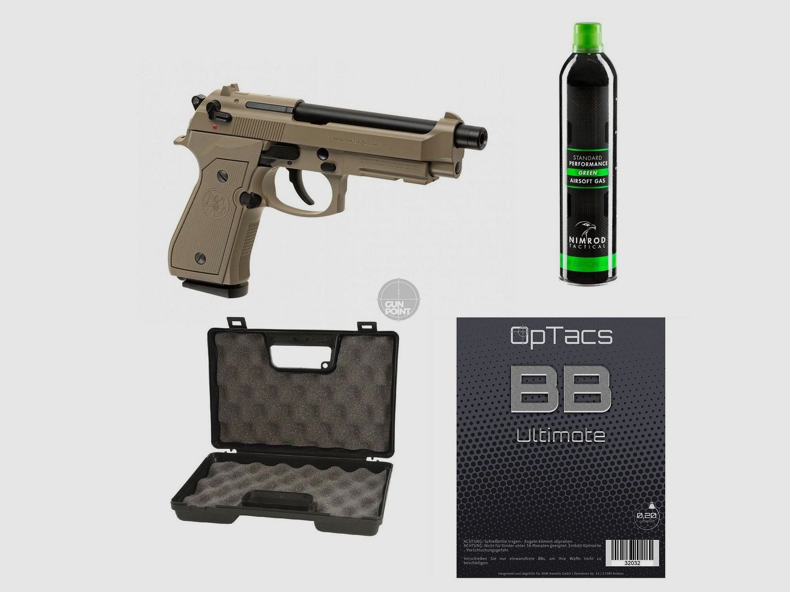 SET !!! Softair - Pistole - G & G - GPM92 Metal Version GBB desert -ab18, 0,5J