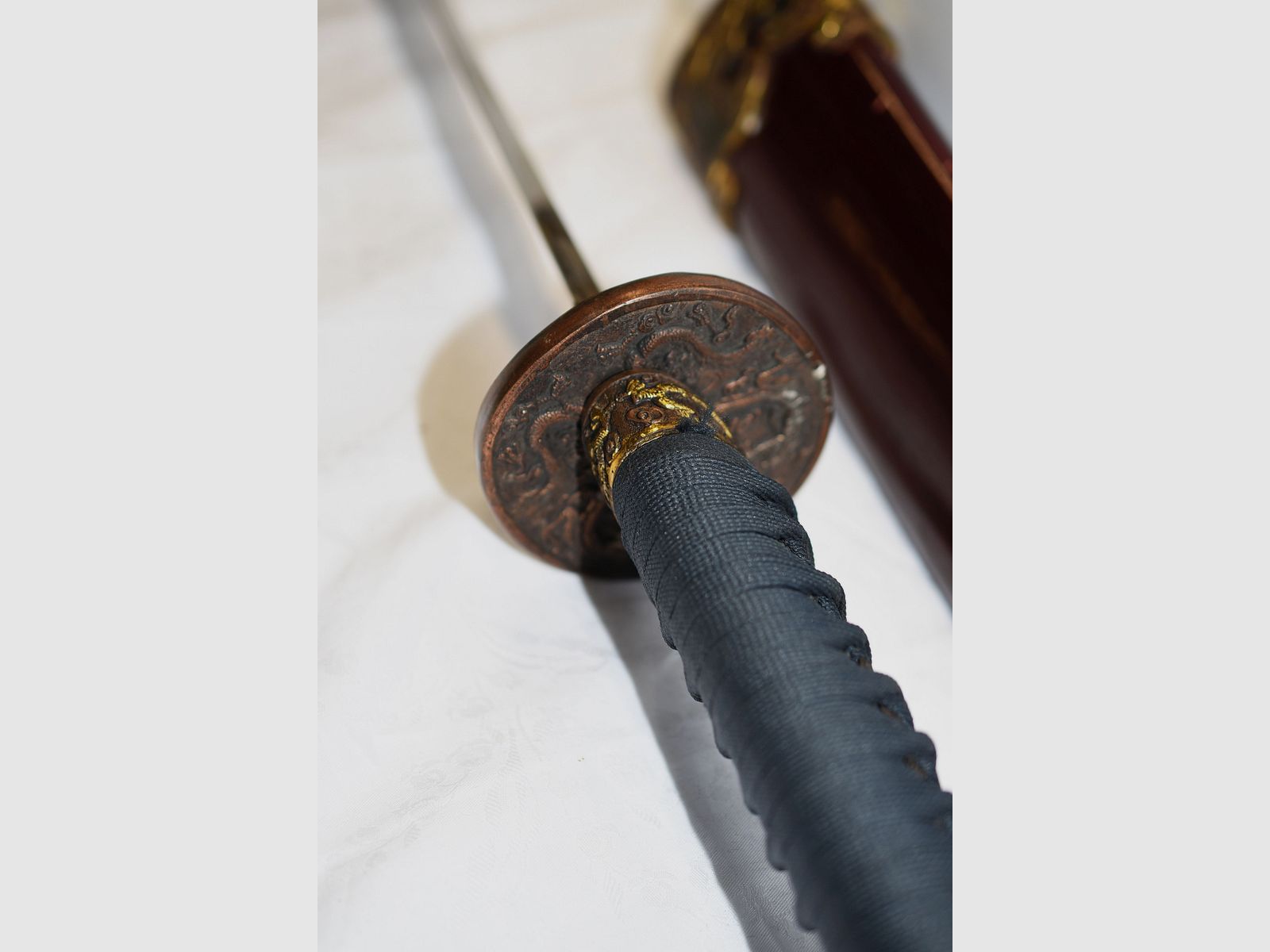 épée japonaise, katana, nagamaki, gravure 99999 sur la lame