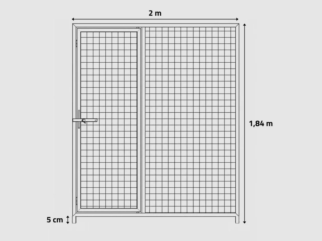 Panel de perrera de malla cuadrada 2m con puerta - Altura 184cm, imagen 7 de 10