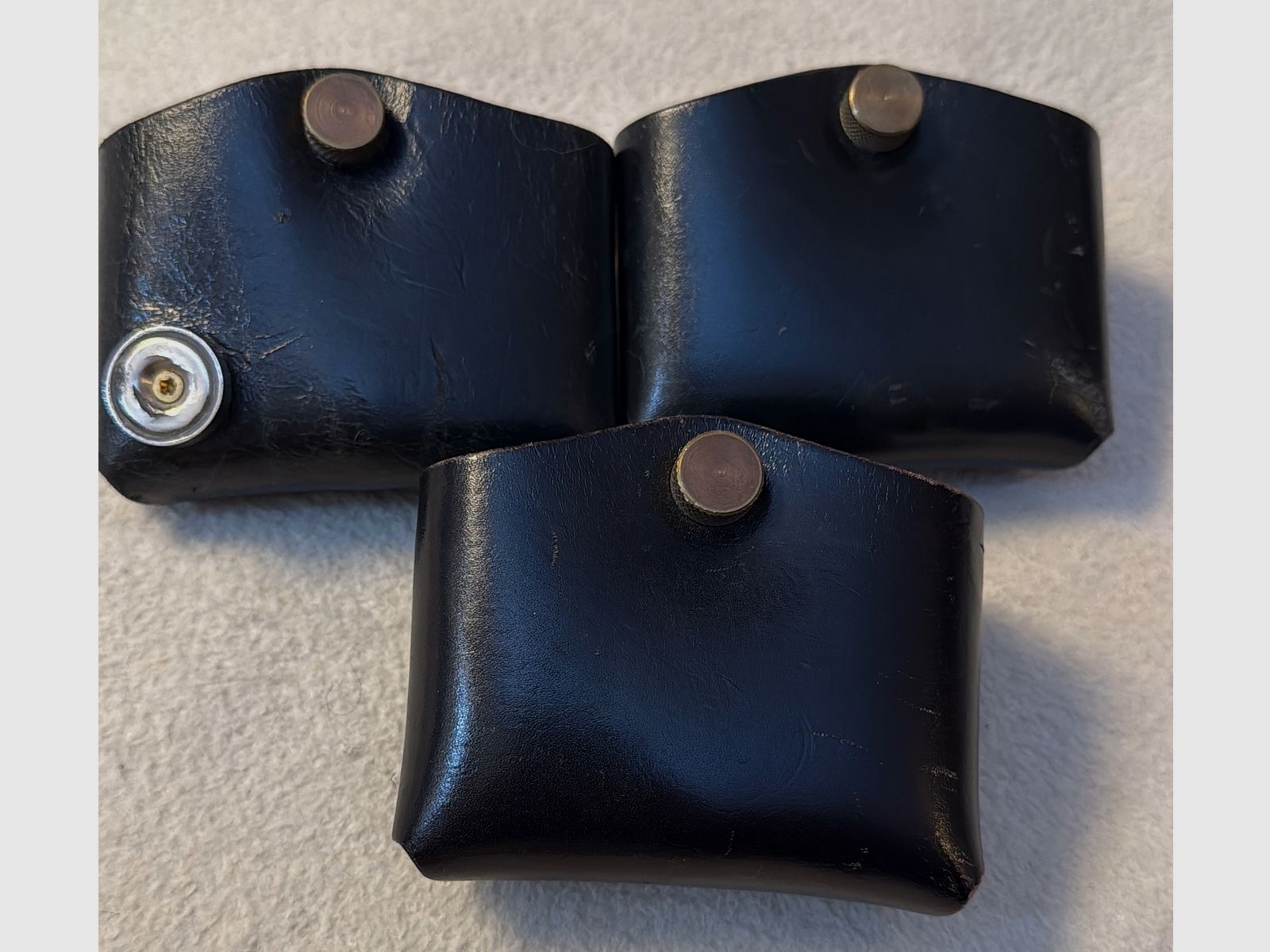 Front Line Doppelmagazintaschen, Leder, 3 Stück (davon 1 mit Magnet) für doppelreihige Magazine  