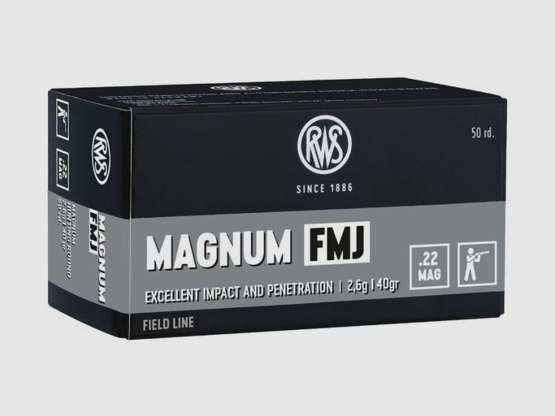 RWS .22 MAGNUM FMJ - 50 cartuchos