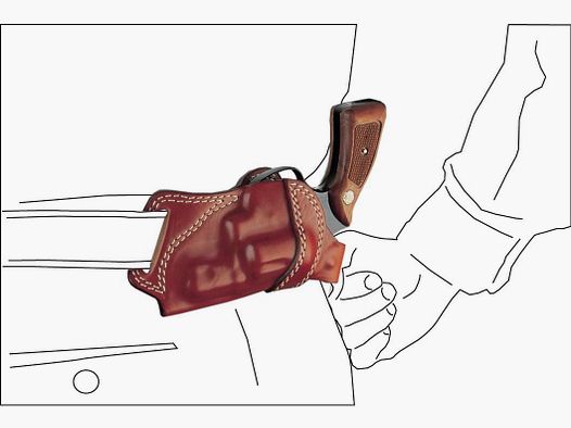 Revolver Rückenholster aus Leder 2" Colt Agent/Cobra/Detective, Taurus 85 / 605 Braun Linkshänder