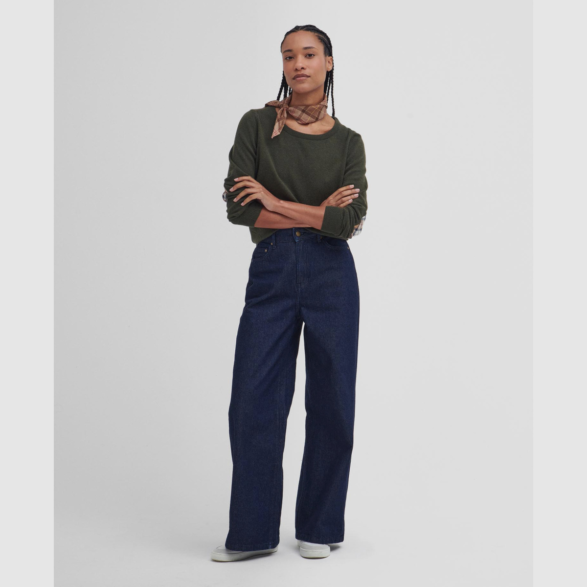 BARBOUR Sweter Okrągły Pendle Olive